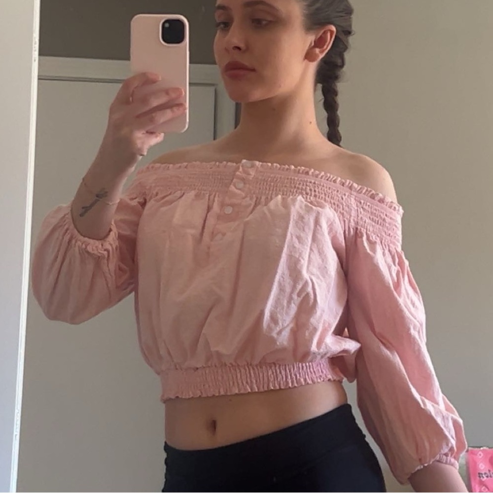 light pink off the shoulder top